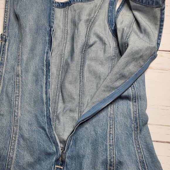 Madewell Circle Jean Mini Dress Airy Denim Fit and Flare Ashbury Medium Wash XS - Picture 7 of 11